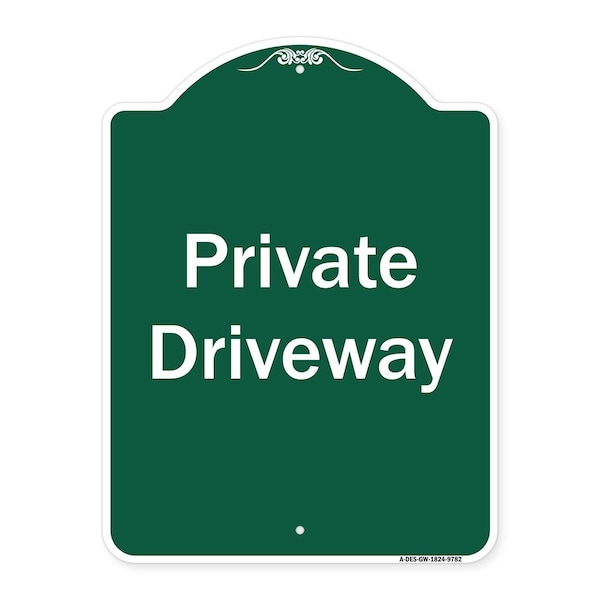 Private Driveway 3 Heavy-Gauge Aluminum Architectural Sign, 24" x 18", GW-1824-9782